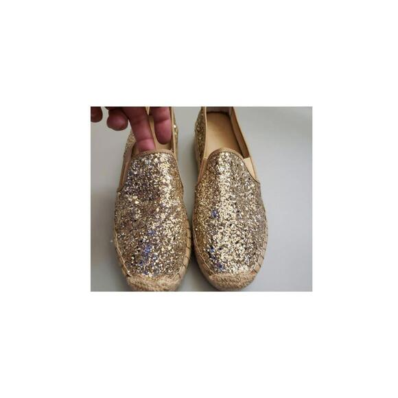NWOB Guess Gold Sequined Espadrilles platform 7 M - Picture 1 of 7